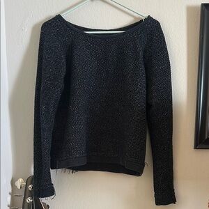 Vintage Zara Black Unfinished Crew Neck Sweater with Ribbed Cuffs